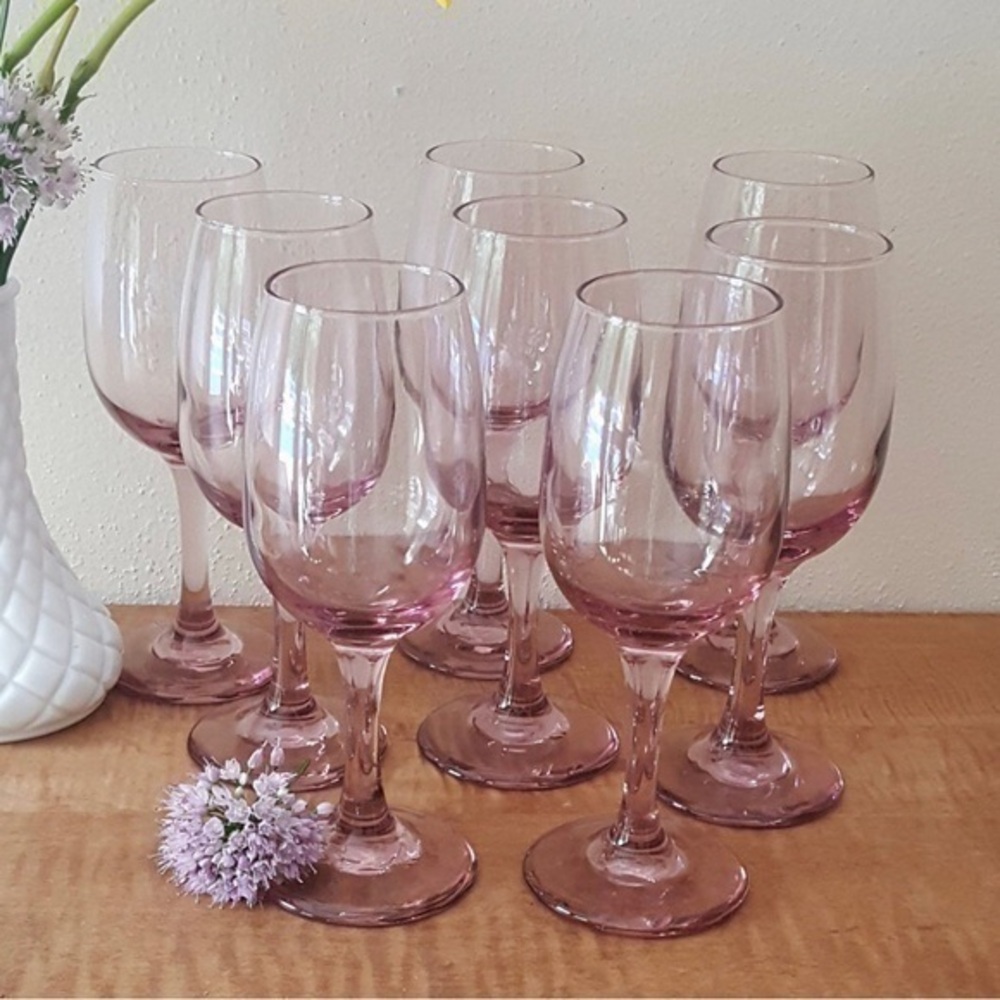 Vintage Libbey Premiere Blush Pink Wine Glasses - sold individually (each)